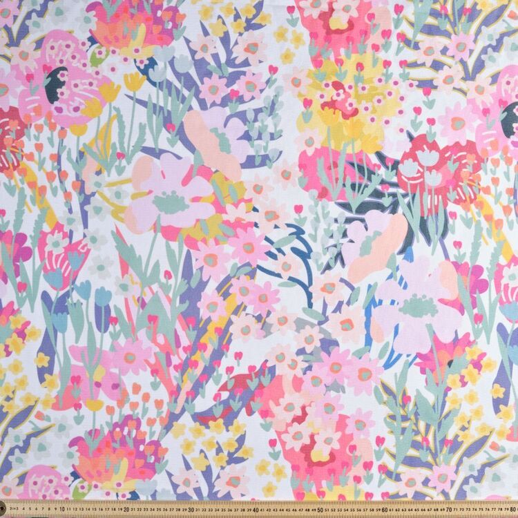 Modern Garden Imogen Floral Printed 150 cm Cotton Canvas Fabric Multicoloured 150 cm